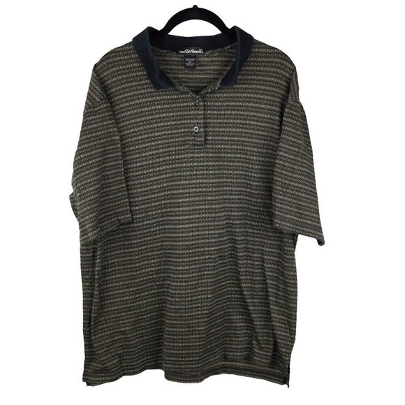 Arnold Palmer Casual Mens Striped Polo Shirt Size XL 100% Cotton Brown - Picture 1 of 5